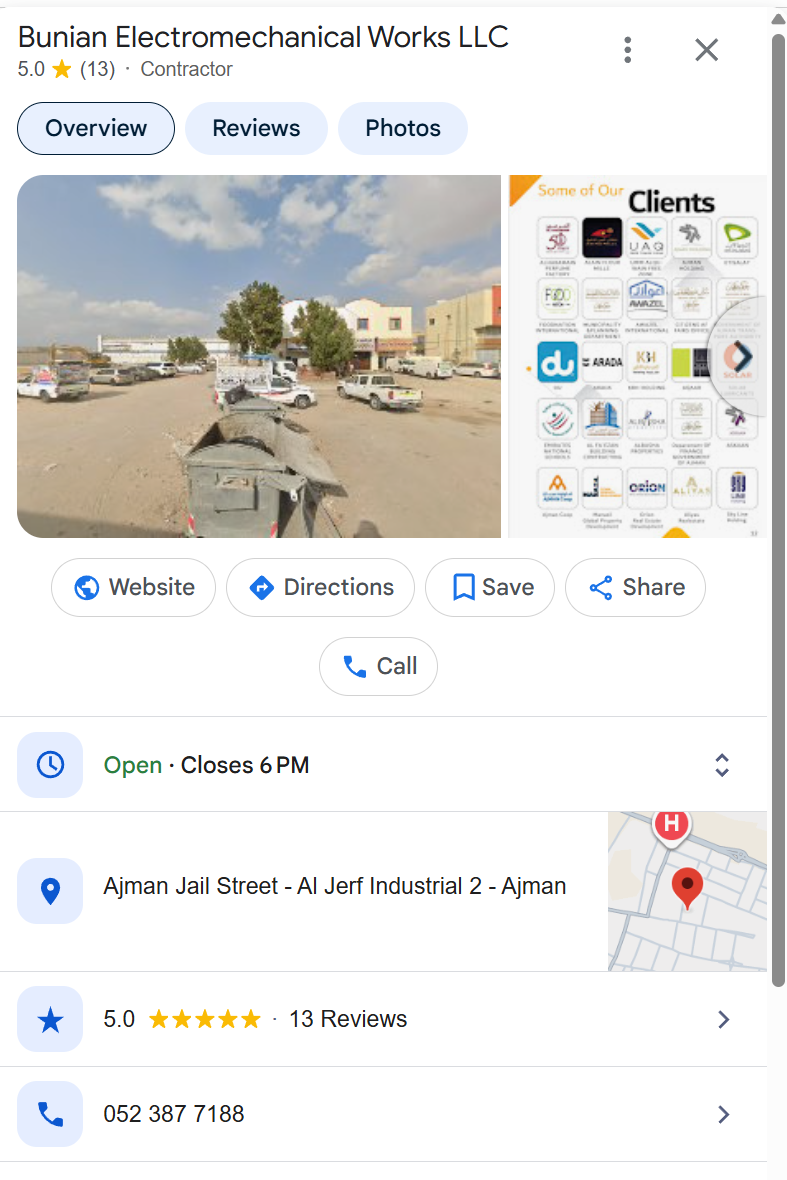 Current Google listing