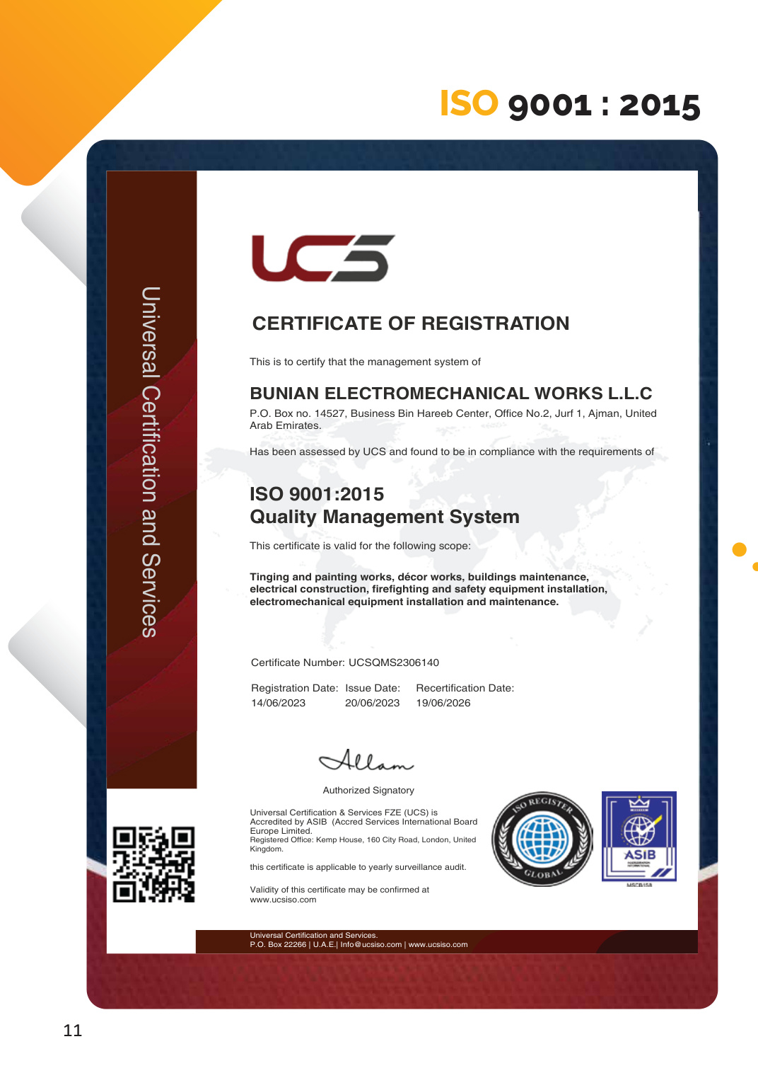 ISO certificate